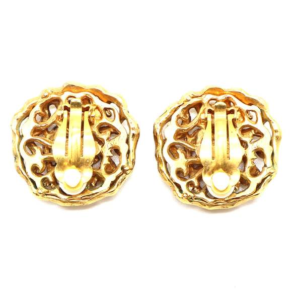 Chanel Gold Cutout CC Clip On Earrings - Picture 3 of 12